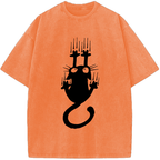 Unisex Cute Scratching Cat Vintage Washed T-Shirt