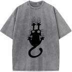 Unisex Cute Scratching Cat Vintage Washed T-Shirt