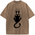 Unisex Cute Scratching Cat Vintage Washed T-Shirt