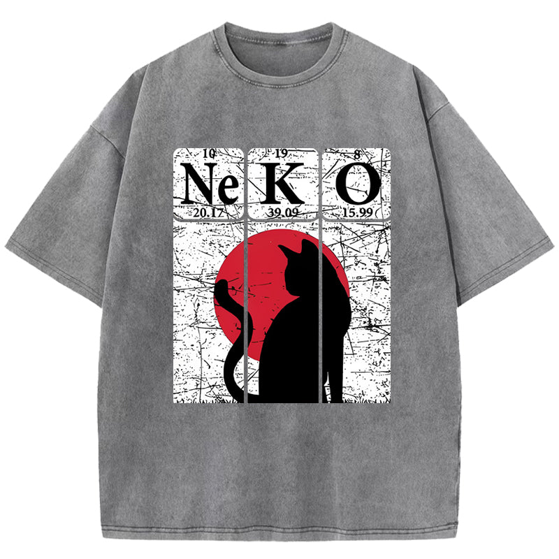 Vintage Cat Silhouette Washed T-Shirt