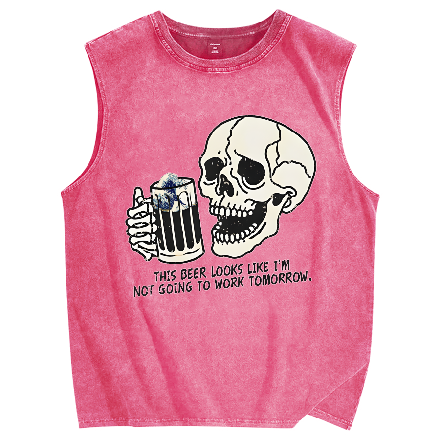 Drinking Skeleton Vintage Distressed Washed Tank Top