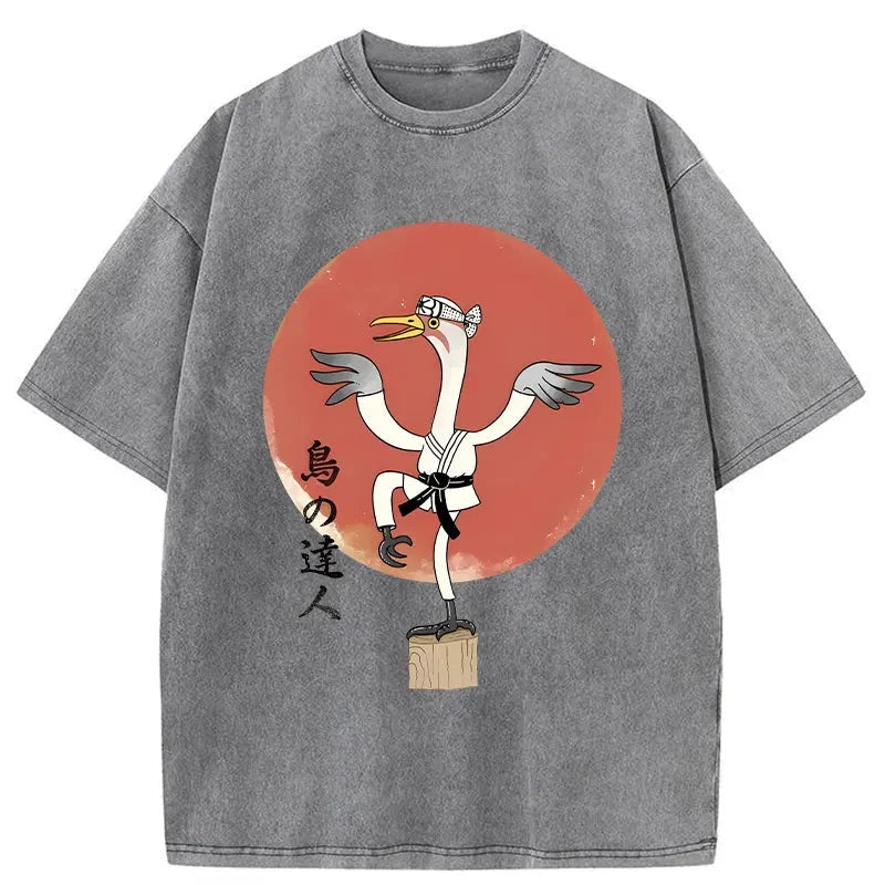 Karate Crane Japan Washed T-Shirt