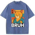 Funny Cat Bruh Meme Washed T-Shirt