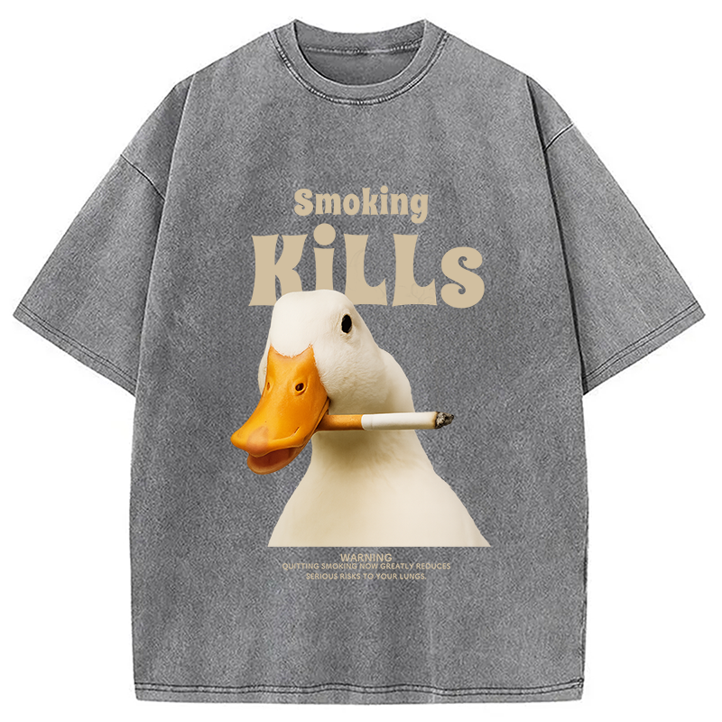 Goose Smoking Funny Meme  Washed T-Shirt