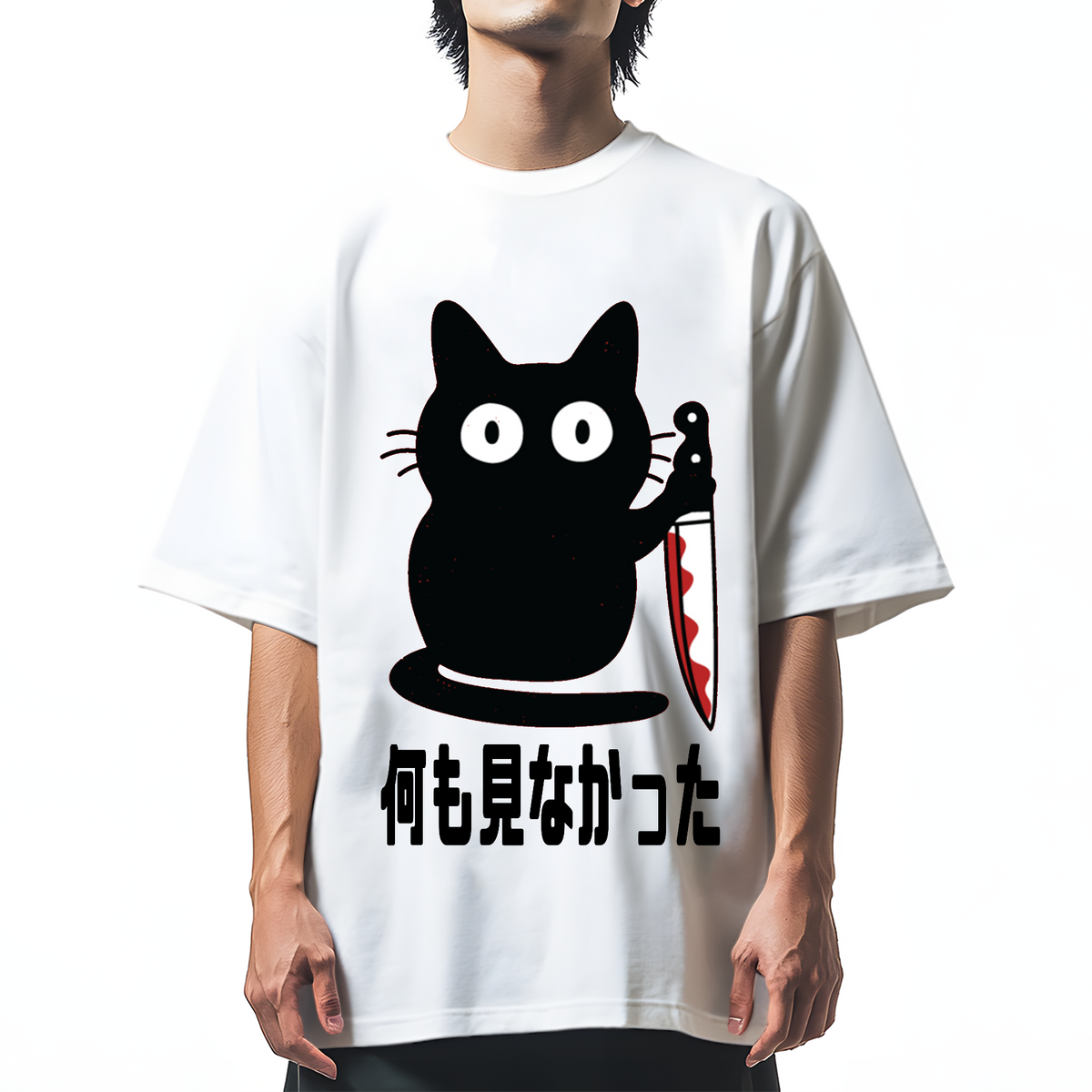 You saw nothing Killer cat Cotton casual T-shirt