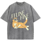 Feline Fine Washed T-Shirt