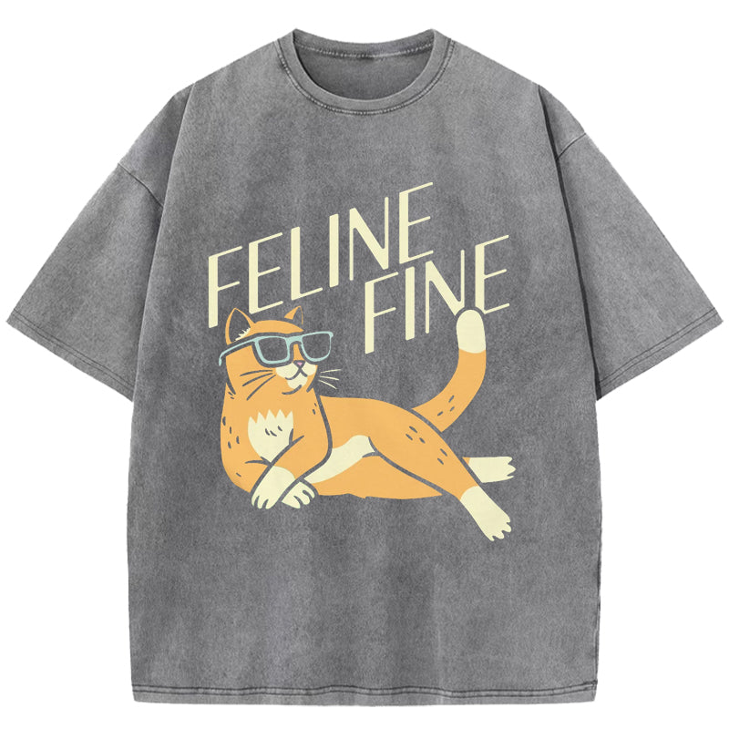 Feline Fine Washed T-Shirt