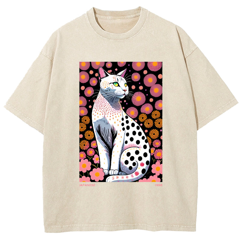 White Cat Vintage Washed T-Shirt