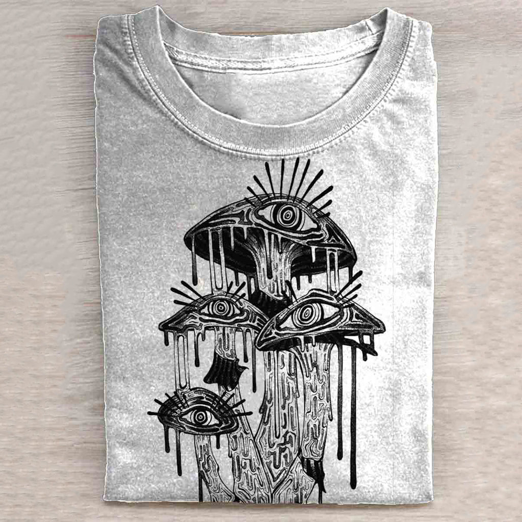 Psychedelic Mushroom Eyes Print T-shirt