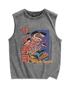 Shark sushi Vintage Distressed Washed Tank Top