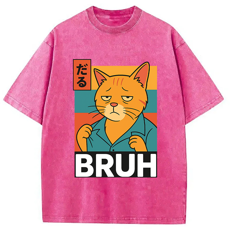 Funny Cat Bruh Meme Washed T-Shirt