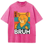 Funny Cat Bruh Meme Washed T-Shirt