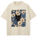 Cat & Flowers Washed T-Shirt