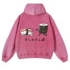 Sushi Vintage Washed Cotton Back Art Hoodie