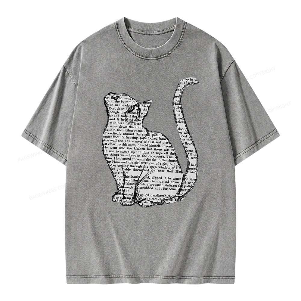 Lots Of Books And Cute Cats Unisex Washed T-shirt