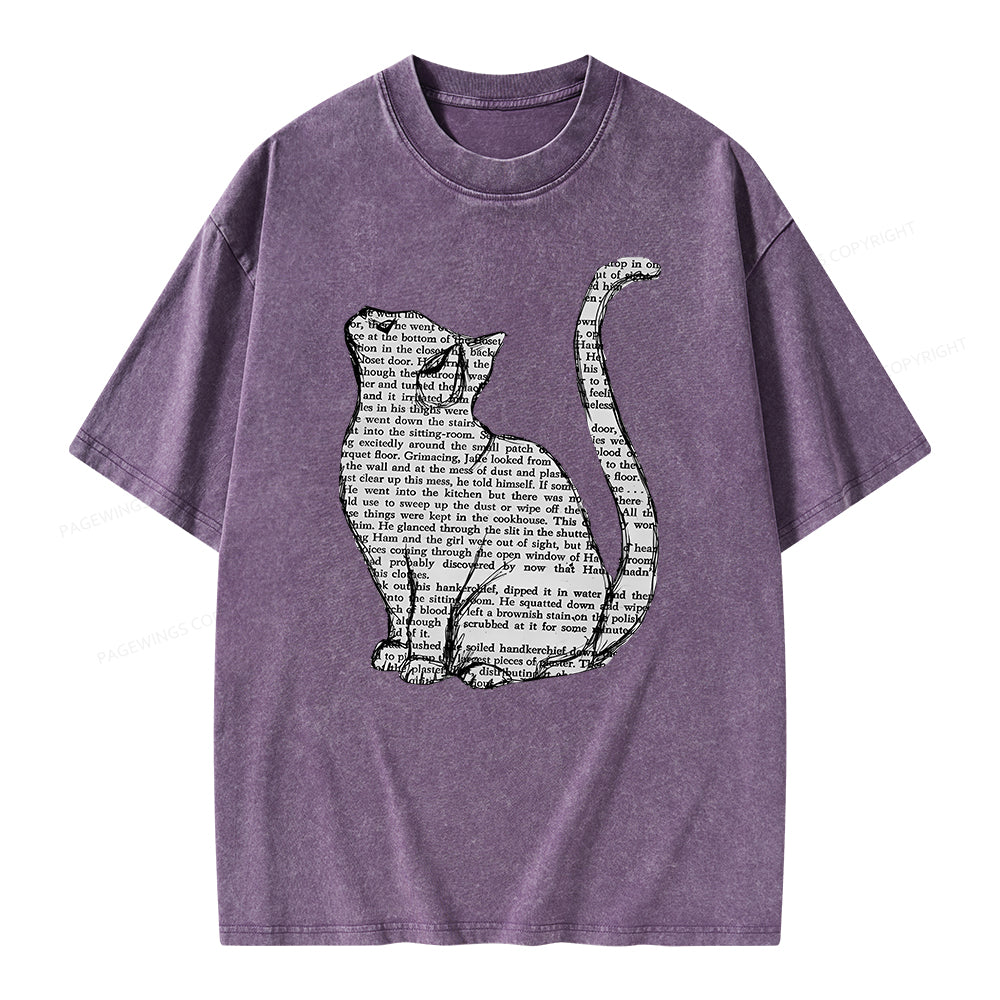 Lots Of Books And Cute Cats Unisex Washed T-shirt