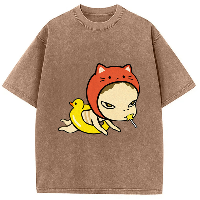Red Hat Girl Washed T-Shirt