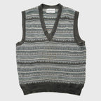 Gray V-Neck Fairisle Vest