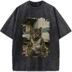 Unisex Surviving Not Thriving Decadent Cat Vintage Washed T-Shirt