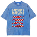 Polka Dot Fish Washed Vintage Short Sleeves T-Shirt