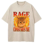 Rage Consumes Me Edgy Funny Cat Meme Washed T-Shirt