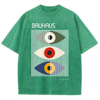 Unisex Bauhaus Art Eye Printed Washed T-shirt