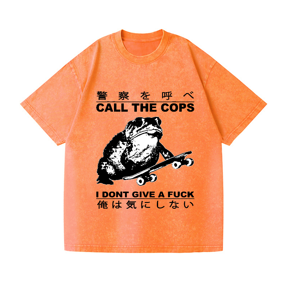 Frog Cops Vintage Wash Japanese Design T-Shirt