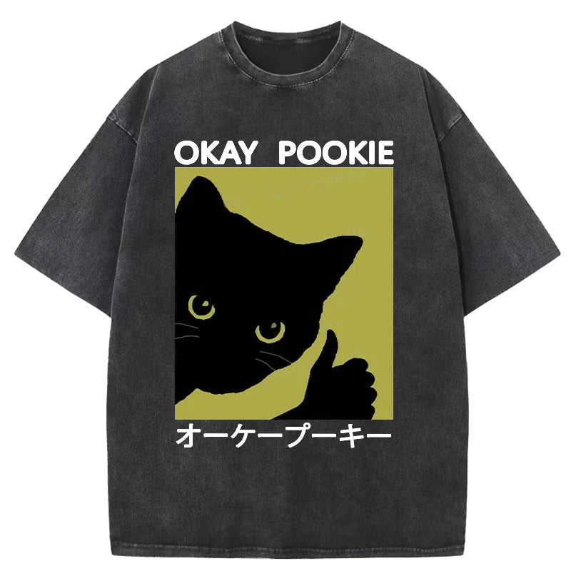 Okay Pookie Cat Washed T-Shirt