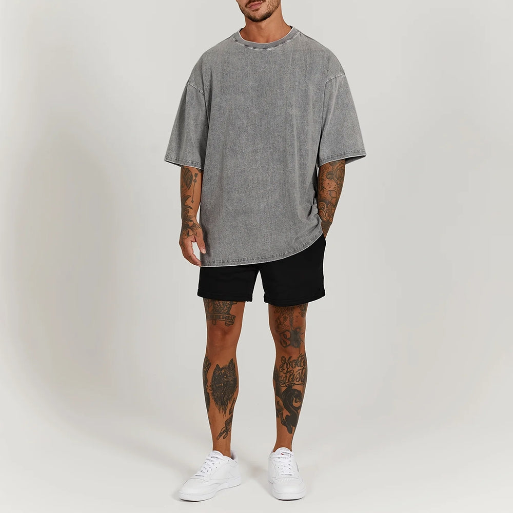 Fish And Fish Bone Washed Vintage Short Sleeves T-Shirt