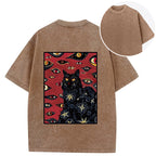 Mysterious Cat Back Washed T-Shirt
