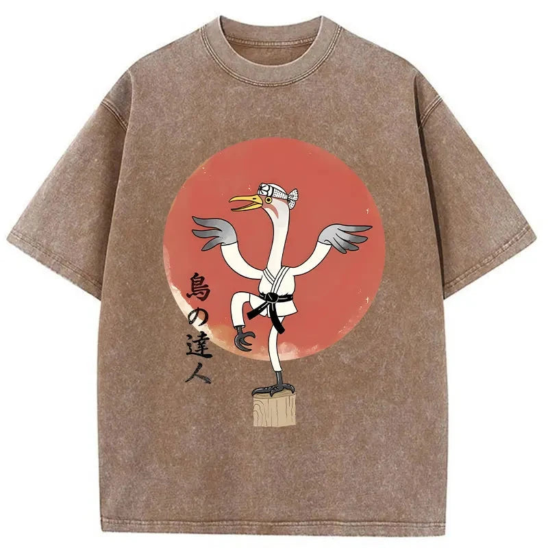 Karate Crane Japan Washed T-Shirt