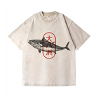 Great Eight Islands of Japan Tuna Fish Vintage Wash Japanese Design T-Shirt