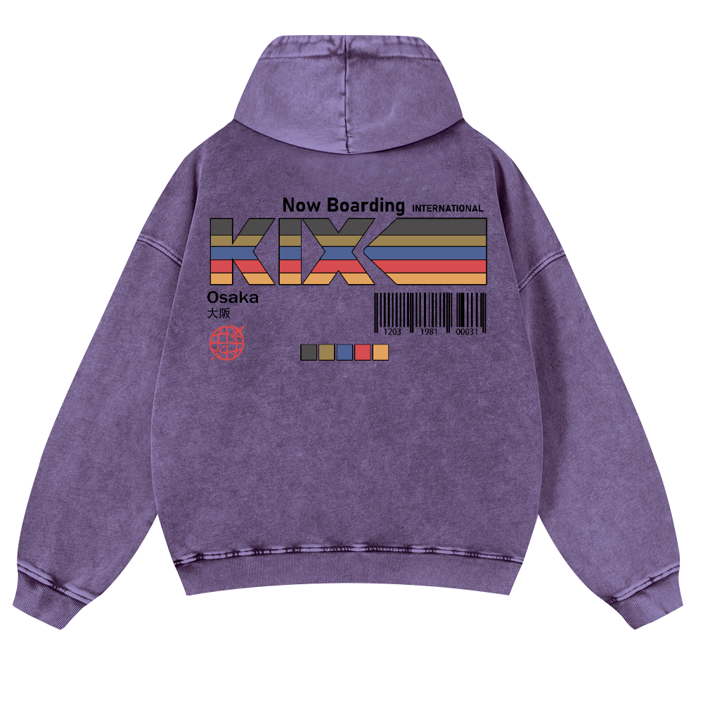 Kansai Airport Vintage Washed Cotton Back Art Hoodie