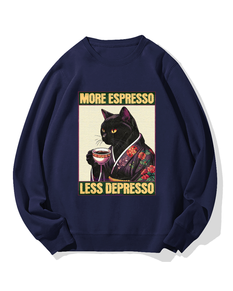 Kimono Coffee Cat Cotton Sweatshirt