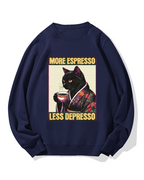 Kimono Coffee Cat Cotton Sweatshirt