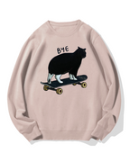 Cat On Skateboard Cotton Sweatshirt