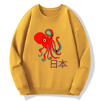 Japan Octopus Cotton Pullover Sweatshirt