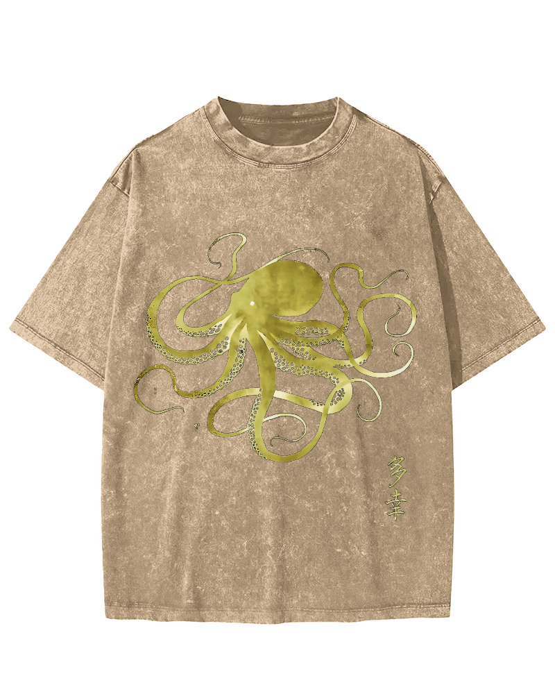 Japanese Octopus Vintage Washed T-shirt