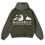 Starting Tomorrow, I'Ll Be Serious Panda Vintage Washed Cotton Back Art Hoodie