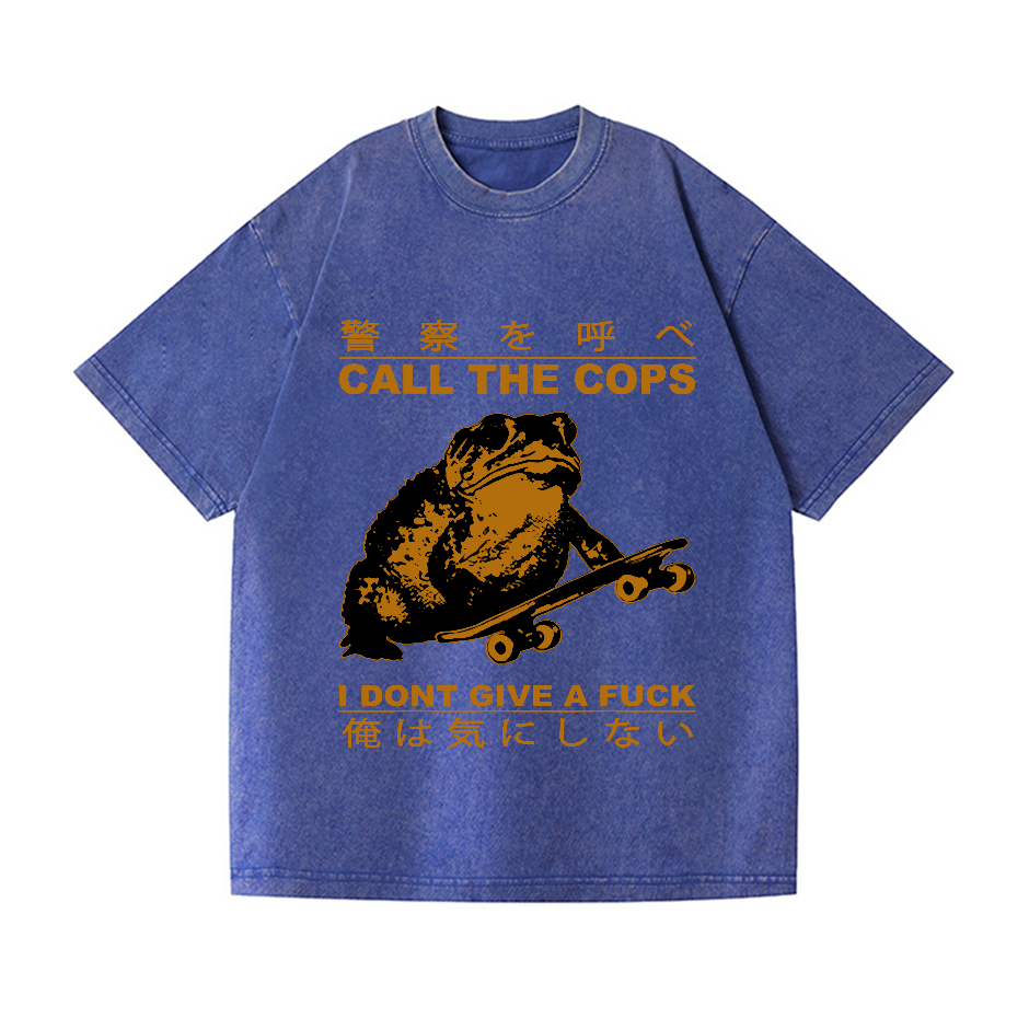 Frog Cops Vintage Wash Japanese Design T-Shirt
