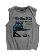 Funny Racing Beaver Vintage Distressed Washed Tank Top