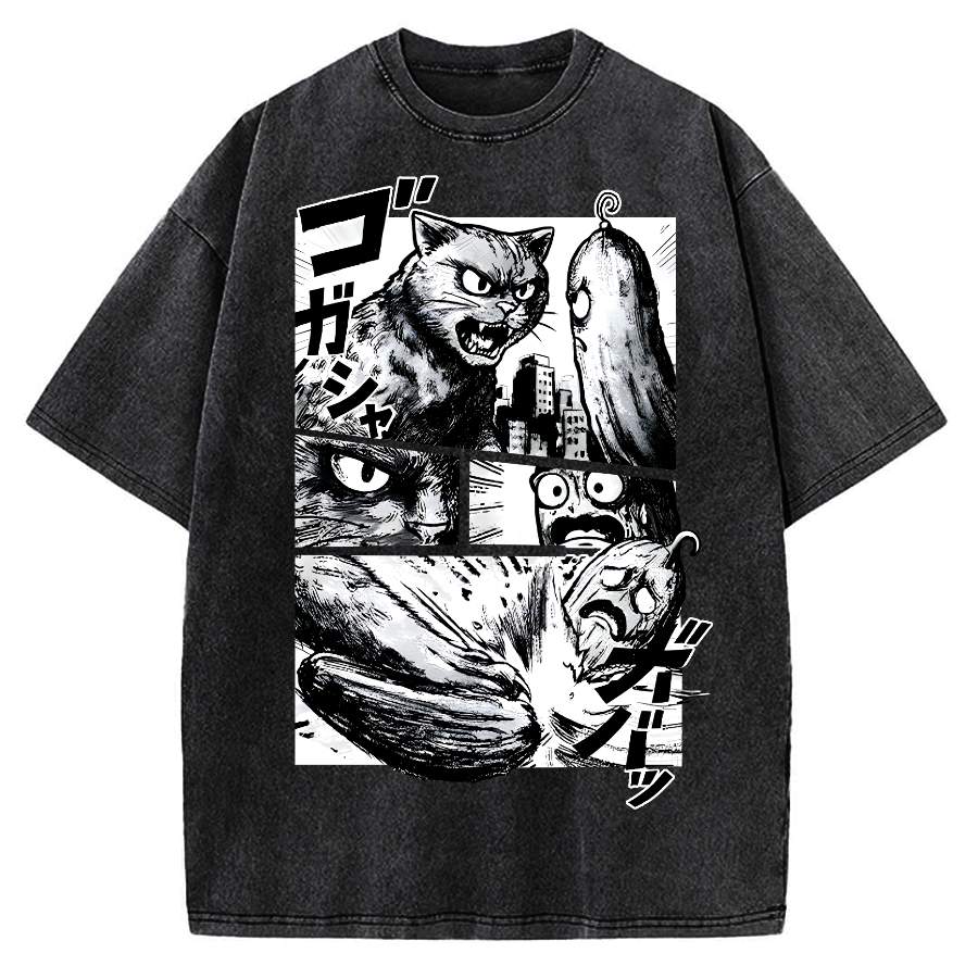 Cat vs Zucchini Vintage Washed T-shirt