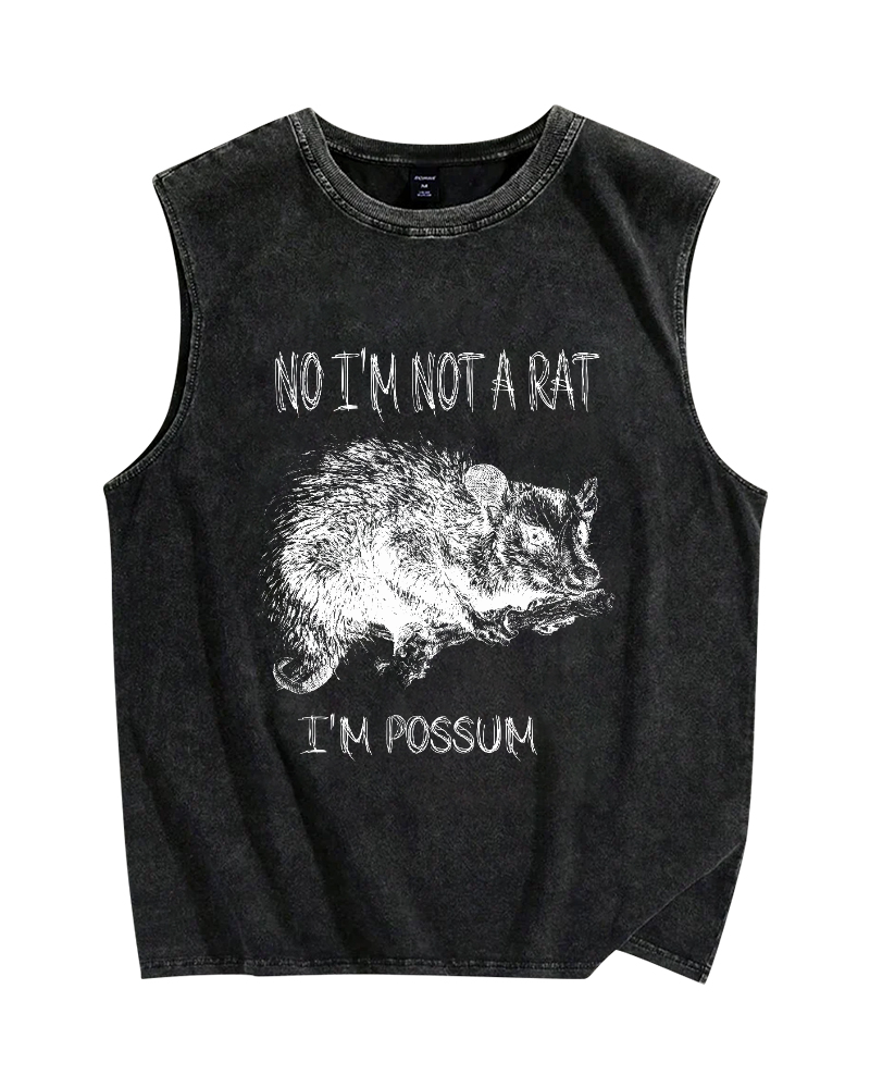 Possum Vintage Distressed Washed Tank Top