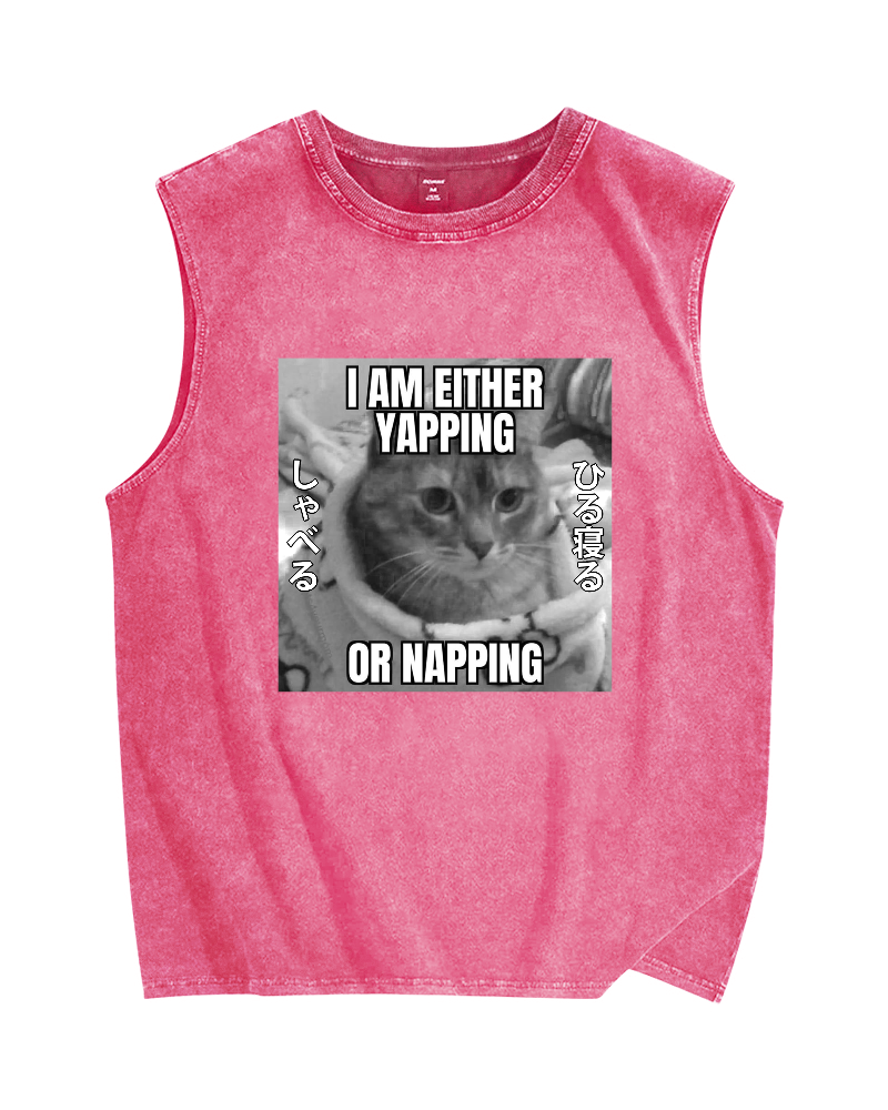 Yapping or Napping Vintage Distressed Washed Tank Top
