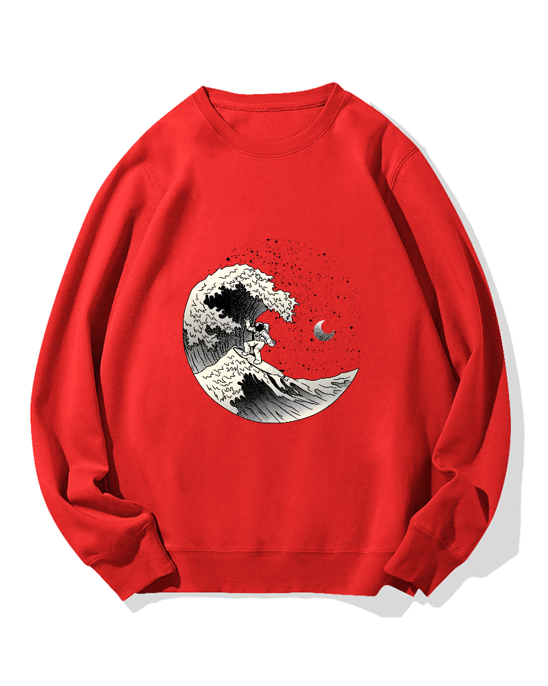 Astronaut surfing the waves Cotton Sweatshirt