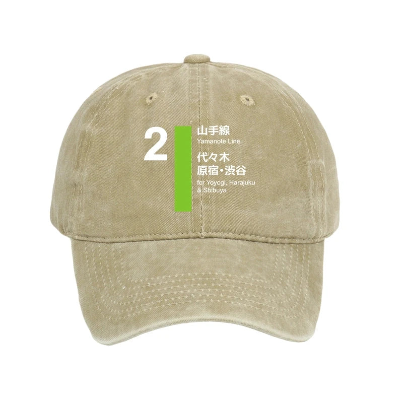 Yamanote Line Shibuya And Harajuku Washed Cap
