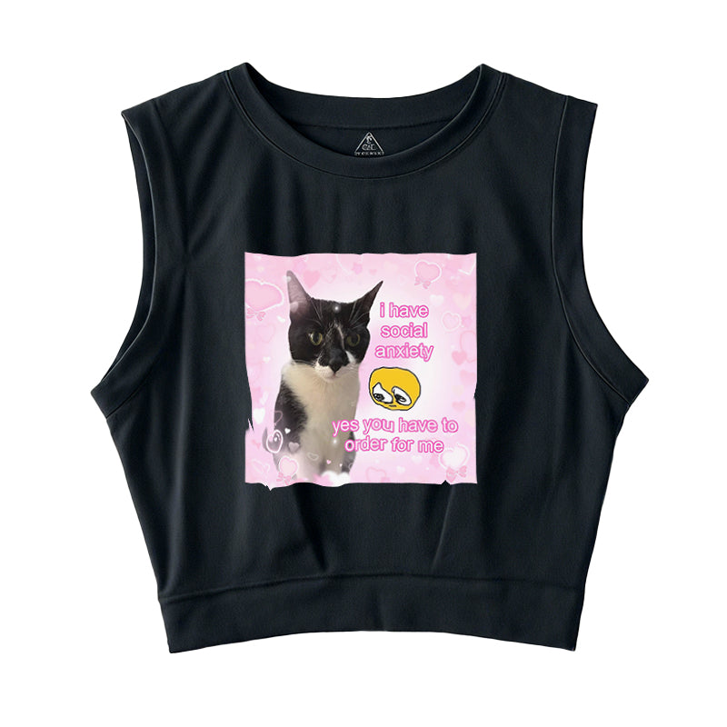 I have Social Anxiety Sleeveless Crop Top