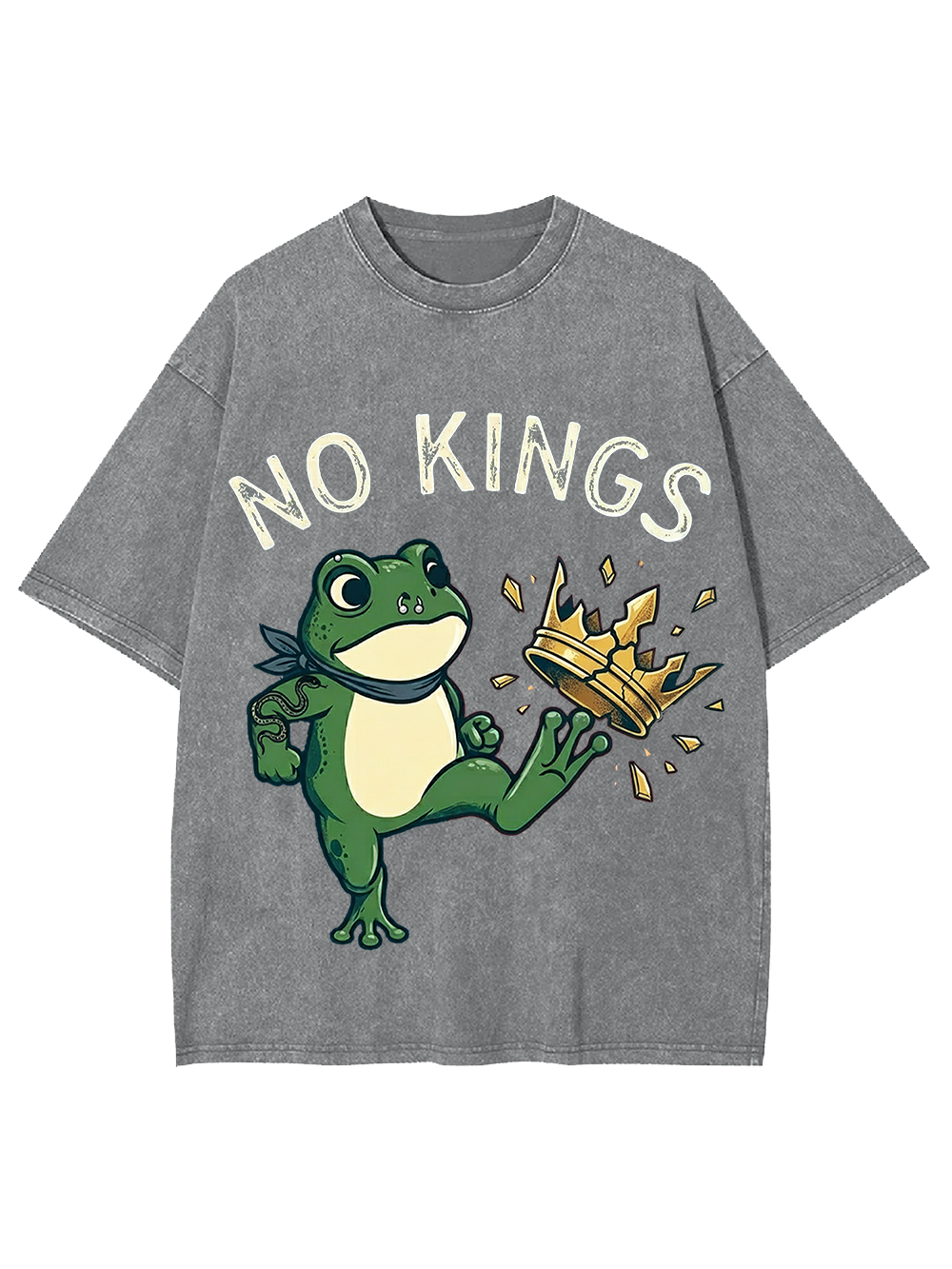 Unisex Frog Against the Crown Printed Washed Tee