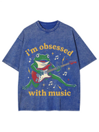 Unisex I’m obsessed with music Printed Washed Tee