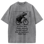 Funny Capybara Riding A Bicycle Washed T-Shirt